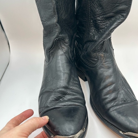 Code West women’s black Leather Cowgirl boots Toe Guard 9.5 D USA Vintage - Picture 10 of 16